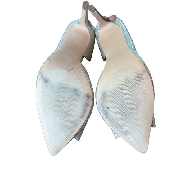 Betsey Johnson Parisss Prince D'Orsay Pumps Gold Sparkle Bow Heels Women's 8 - Picture 6 of 10